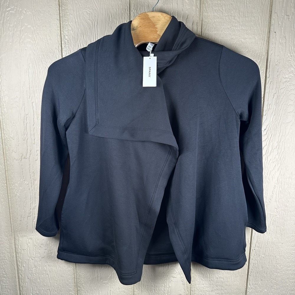 NEW Spanx Air Essentials Drape Front Cardigan Womens Sz Large Very Black 50867R